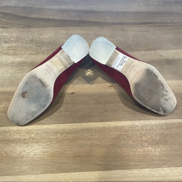 Alexandre Birman Red Suede clear heel with metal Bow Size 37. Great Condition. - Picture 2 of 4